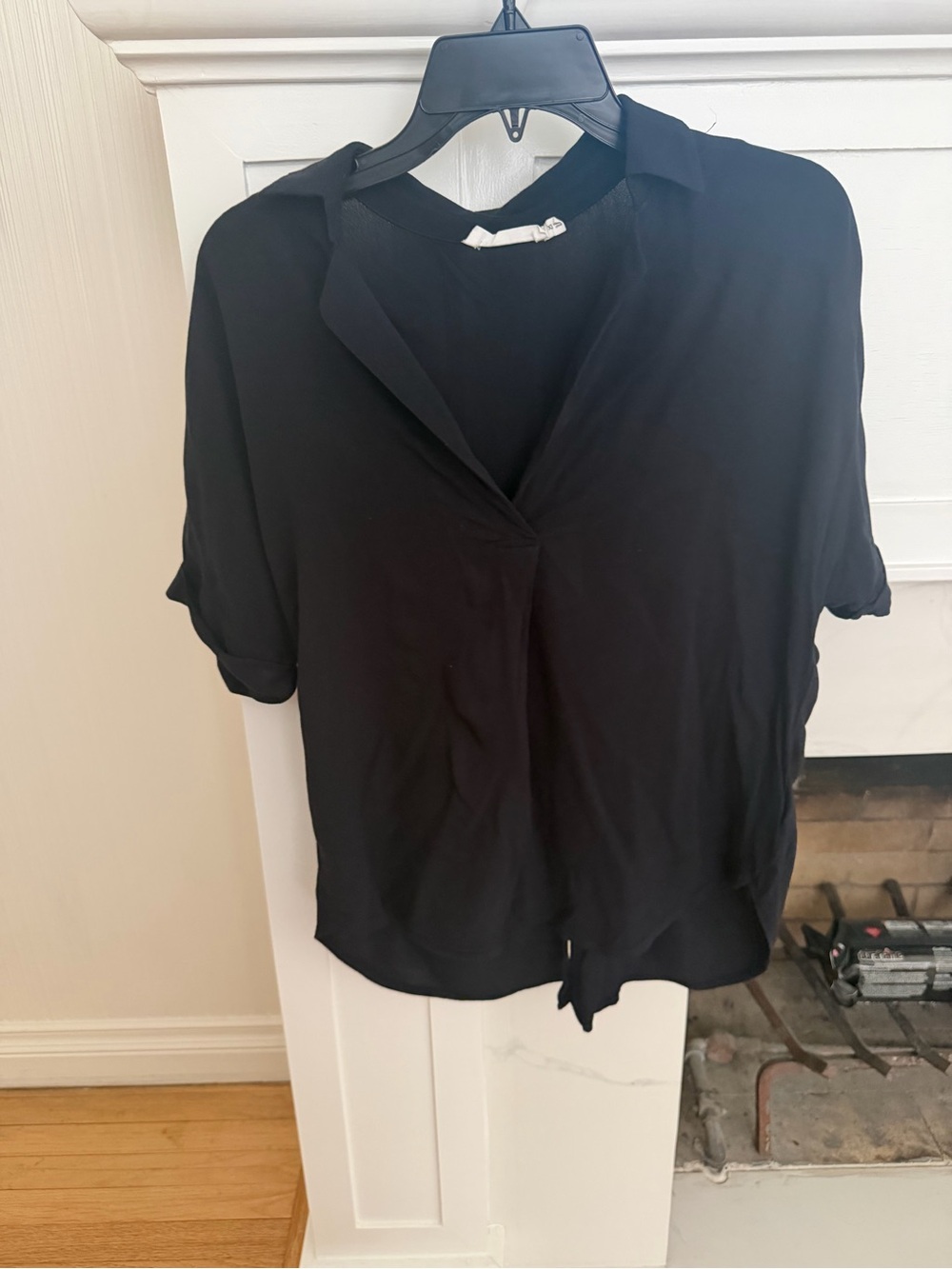 All in Favor Black Button-Down Short Sleeve Blouse